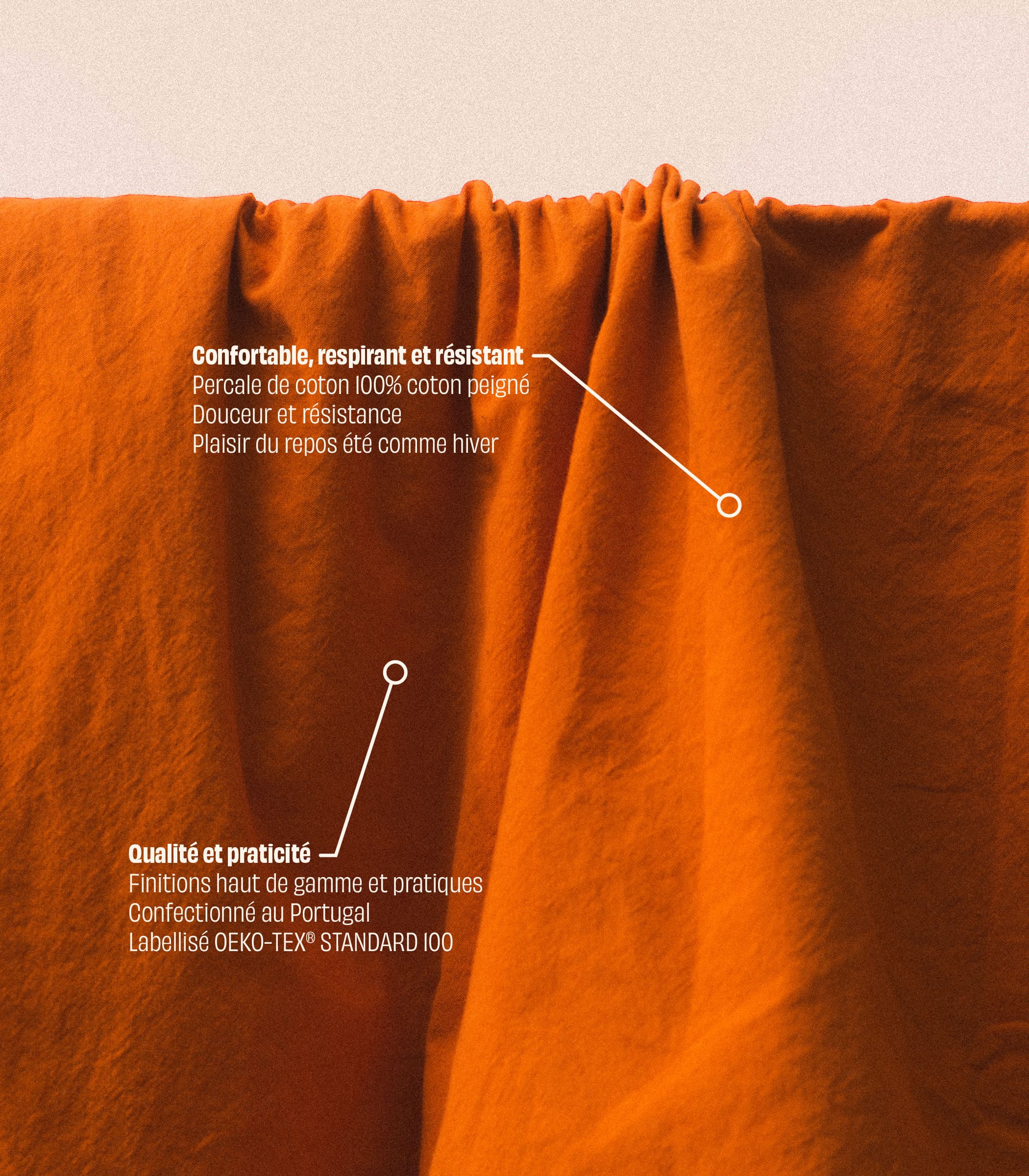 Drap housse en percale de coton - Orange magma - Image 3