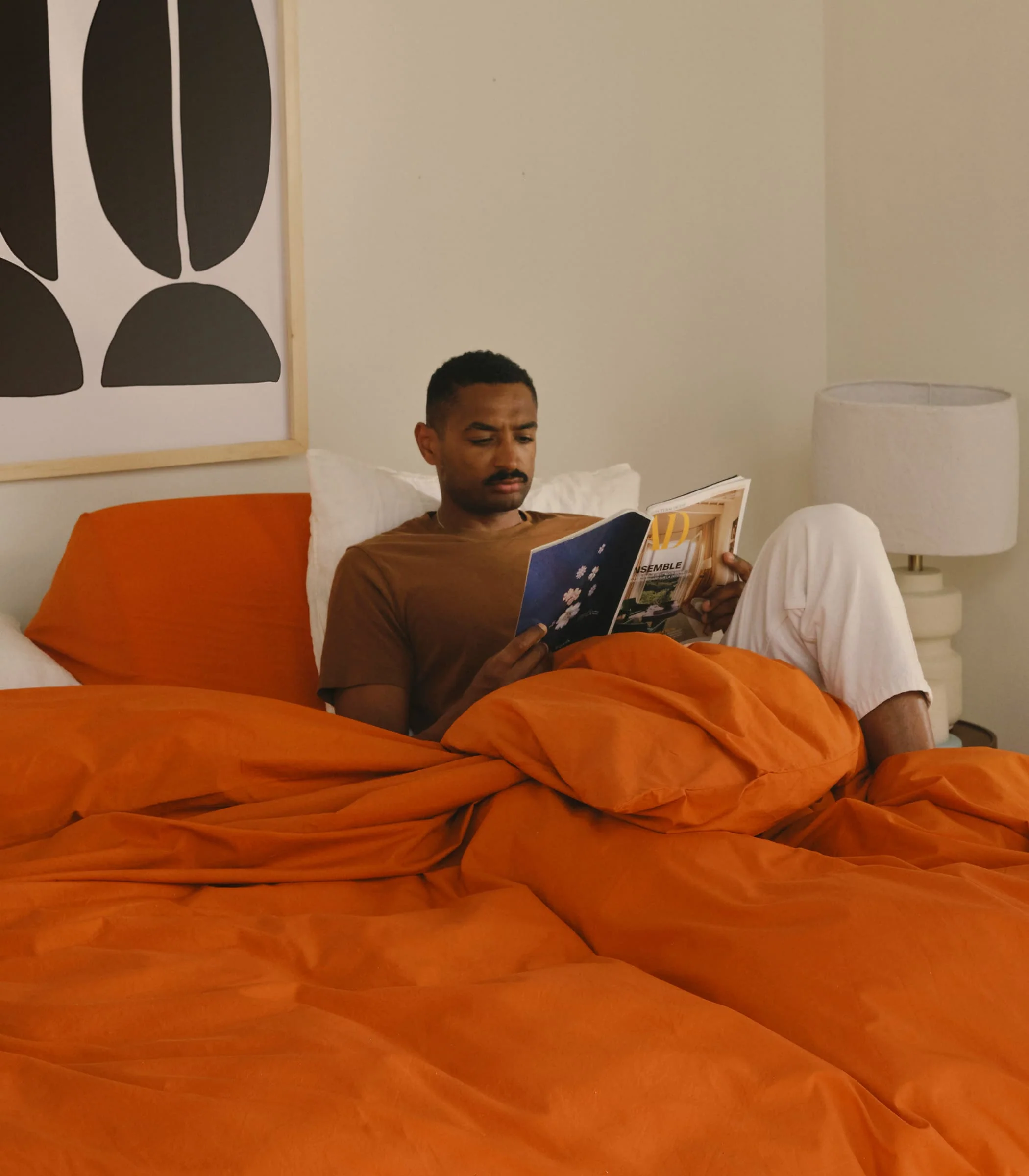 Drap housse en percale de coton - Orange magma - Image 4