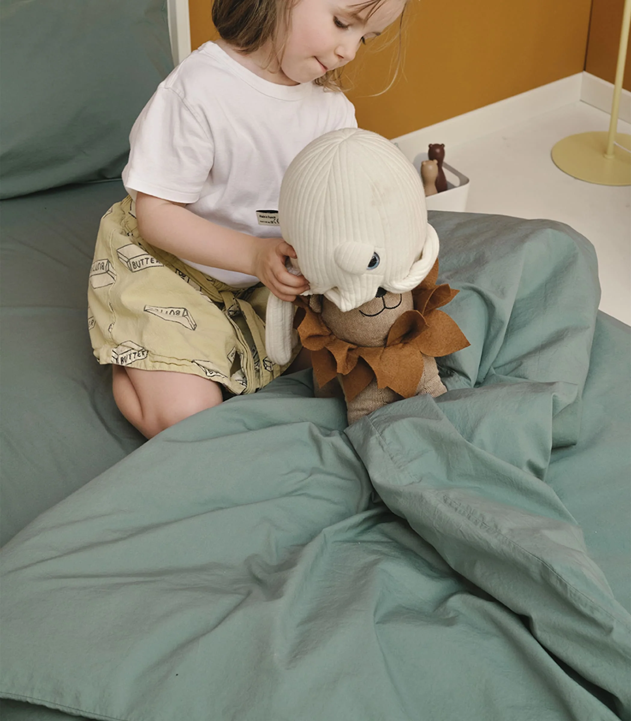 Parure percale de coton enfant - Vert Sauge - Image 4